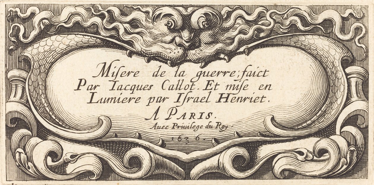 Titelsida för Callots "The Small Miseries of War" av Abraham Bosse