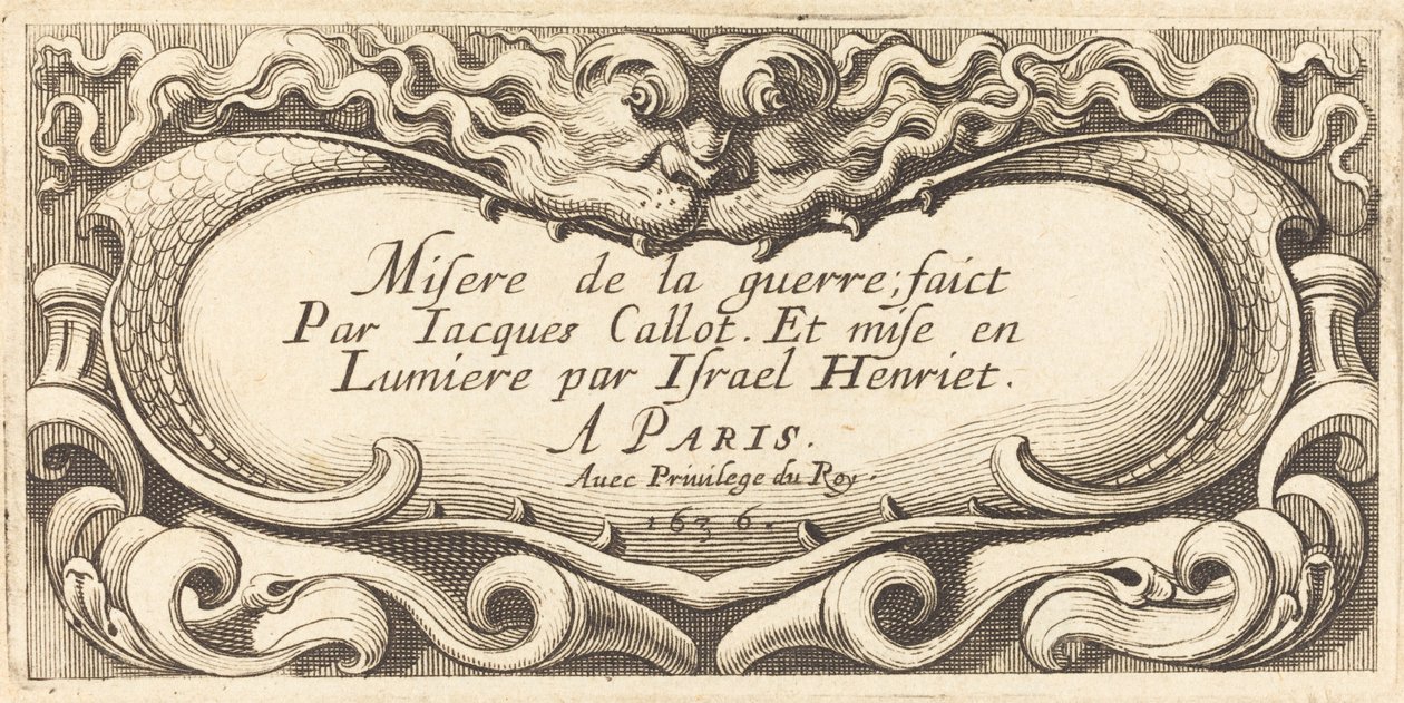 Titelsida för Callots "The Small Miseries of War" av Abraham Bosse