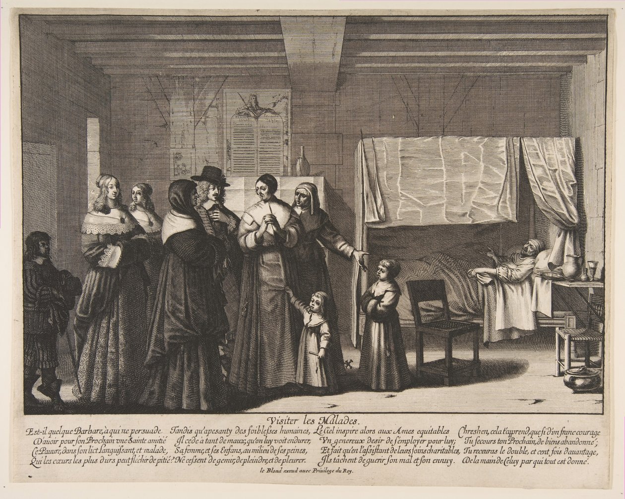 Besöker de sjuka. av Abraham Bosse