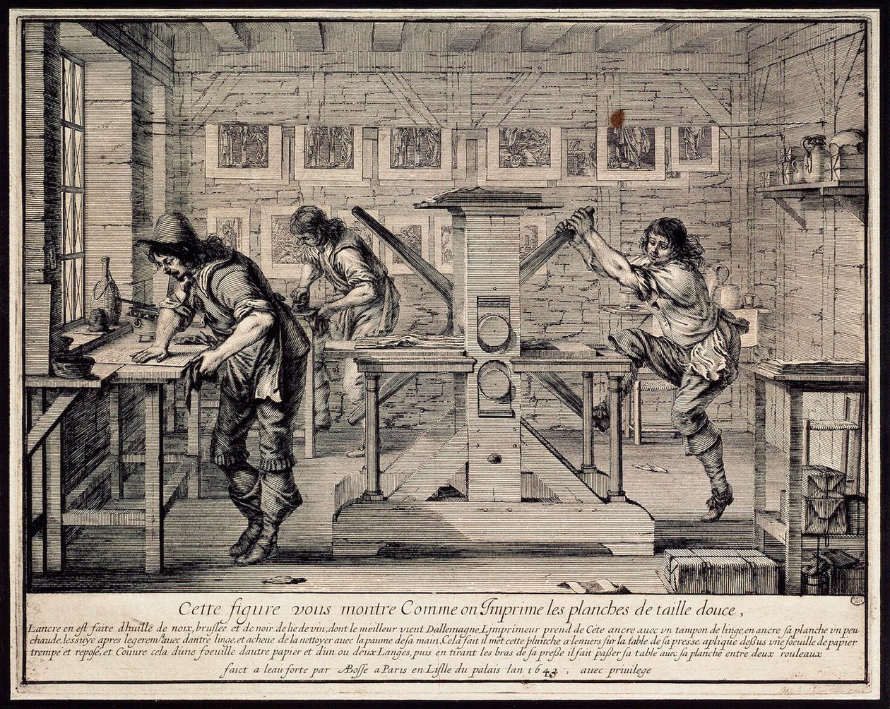 En gravörs verkstad, 1642. av Abraham Bosse