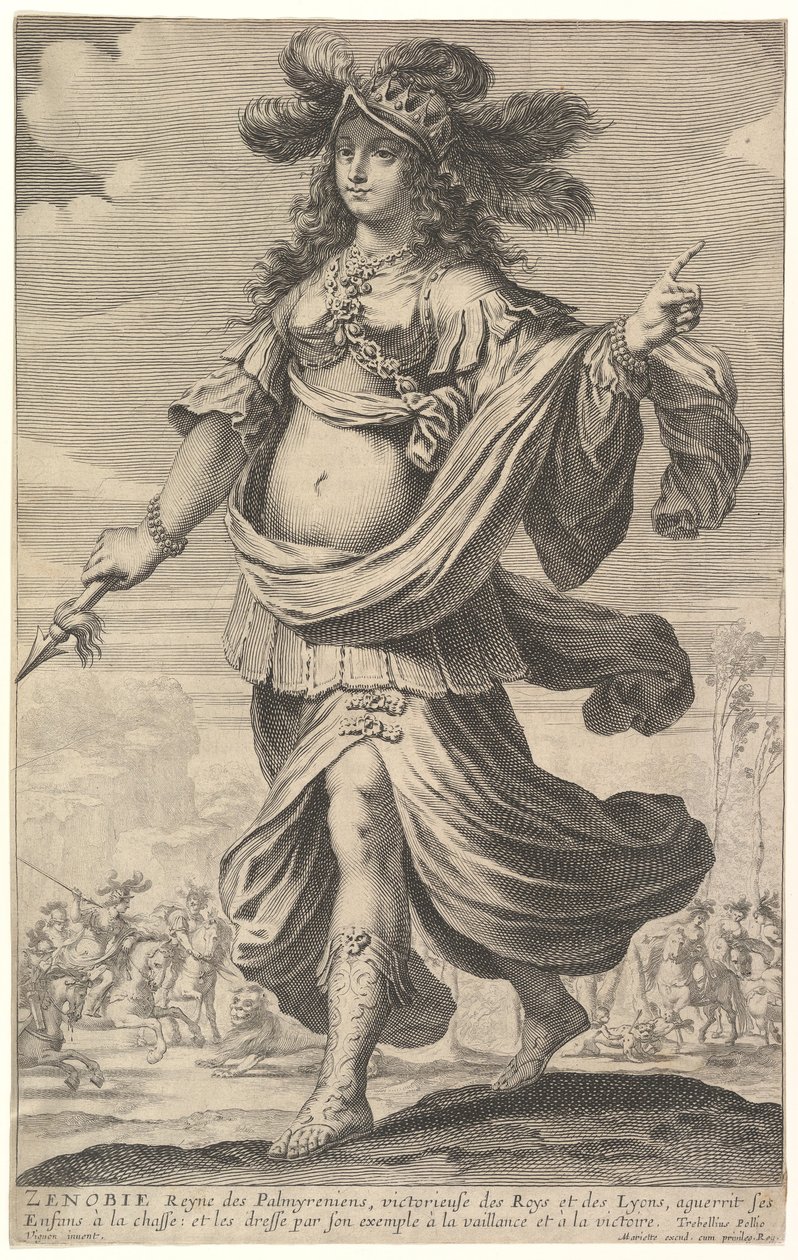 Zenobia, en illustration från Pierre Le Moynes The Gallery of Strong Women, ca. 1647. av Abraham Bosse
