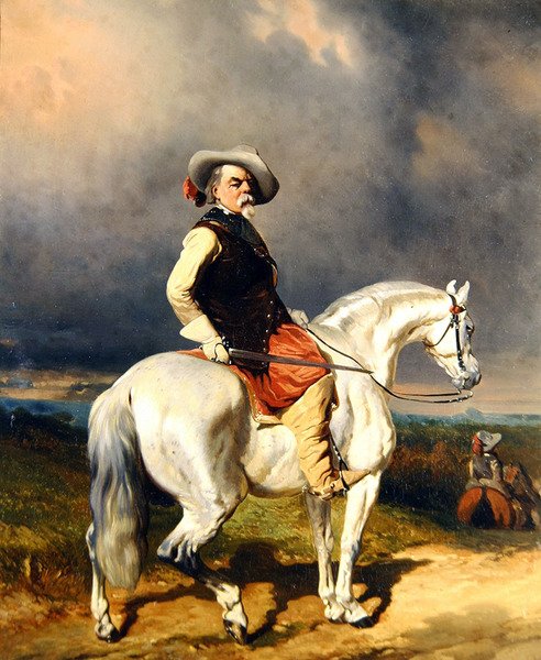 Cavalier on a White Horse (olja på duk) av Abraham Cooper