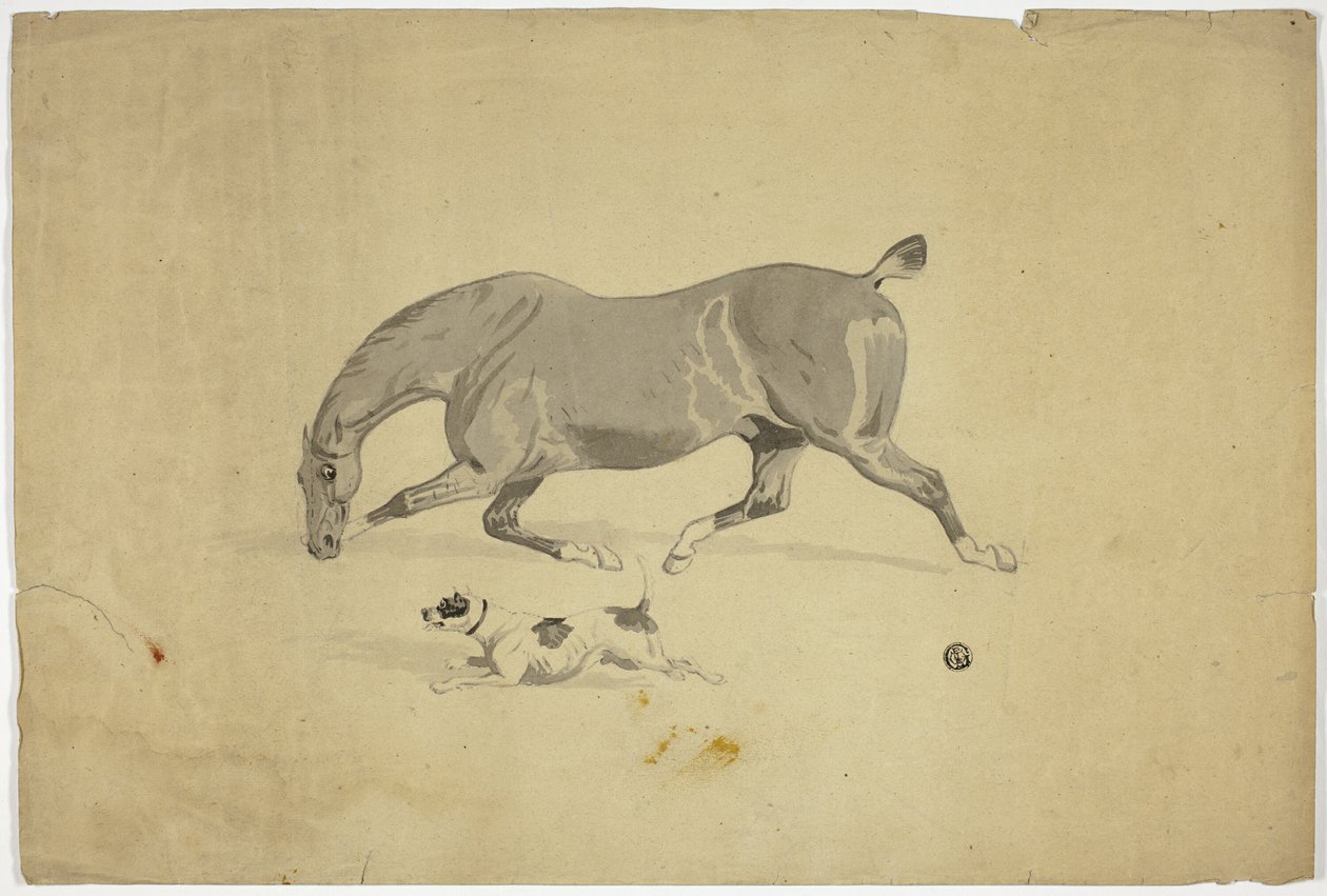 Springande häst och hund av Abraham Cooper