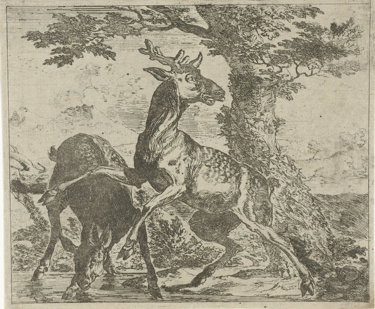 Häpnadsväckande rådjur Olika djur (serietitel) av Abraham Danielsz. Hondius