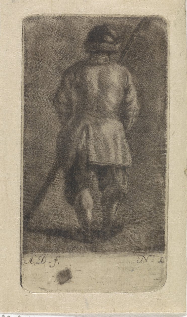 Man med en pinne, sett bakifrån av Abraham Delfos