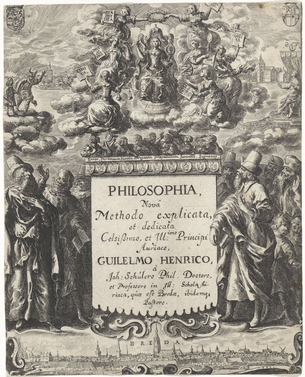 Filosofins allegori Titelsida för: Schuler, Johannes. Philosophi (...), 1663 av Abraham Dircksz. Santvoort