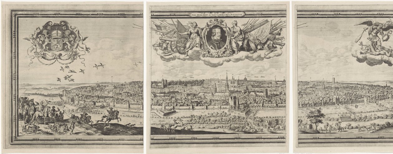 Gezicht op Brussel, standinge uit drie delen Bryssel, den ädlaste staden i Brabant 1640 av Abraham Dircksz. Santvoort