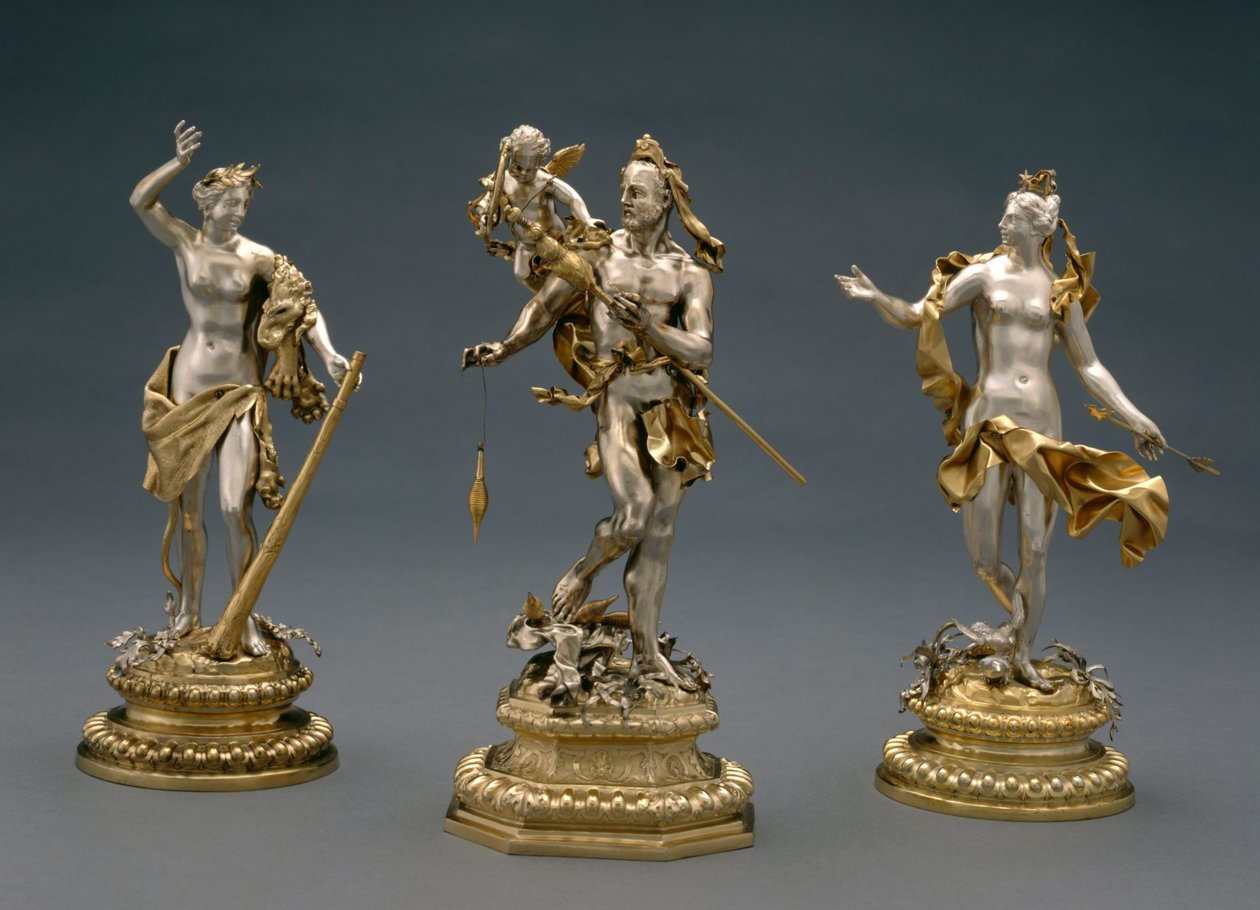 Hercules, Omphale och Venus, ca 1695-1700 (delvis pläterat silver) av Abraham Drentwett