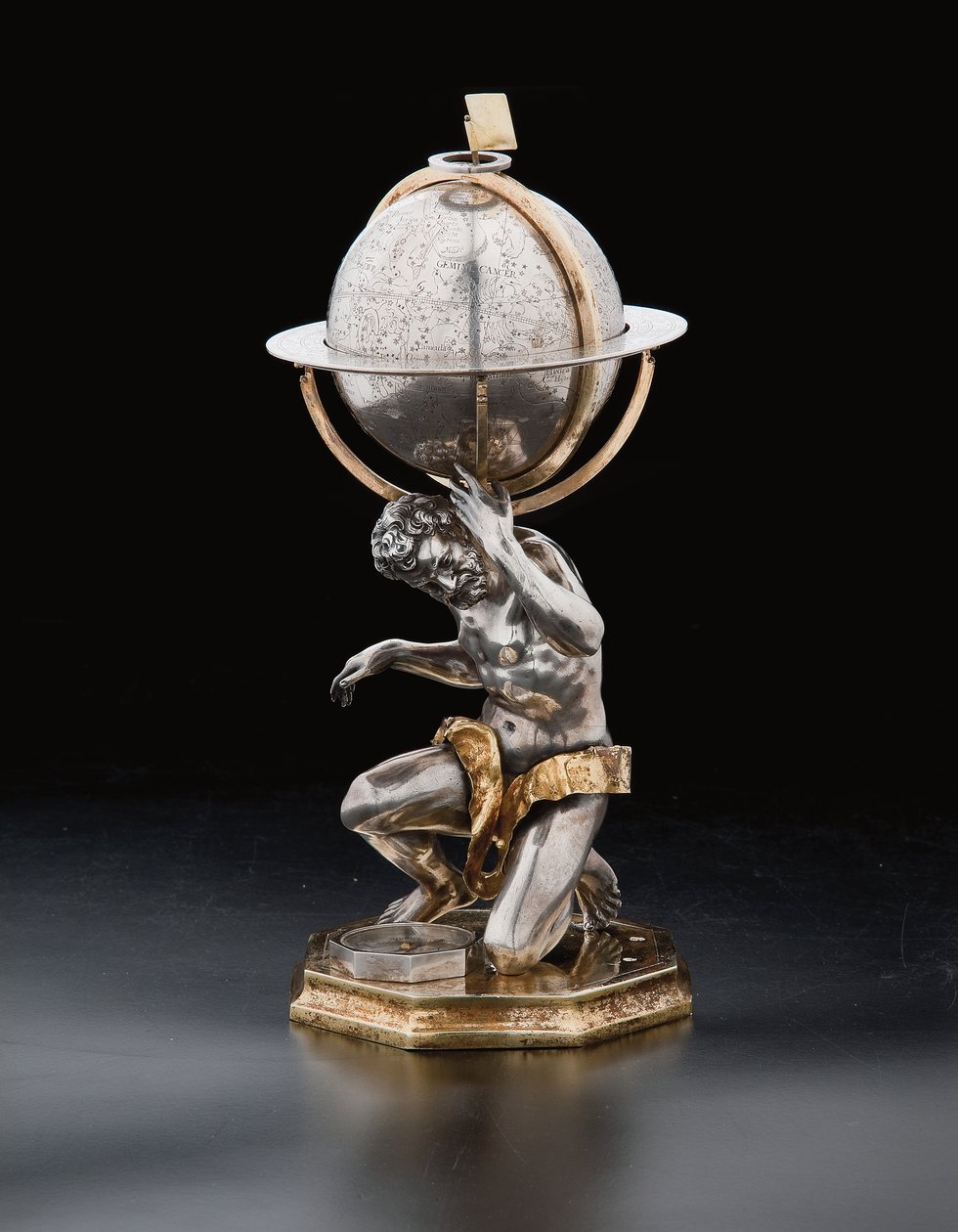 Två exceptionella jordklot och himmelska jordklot, med stöd av Hercules och Atlas, Augsburg, 1697-99 av Abraham Drentwett