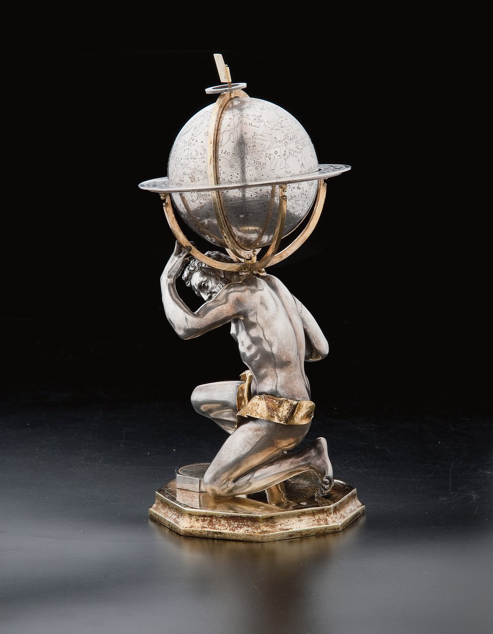 Två exceptionella jordklot och himmelska jordklot, med stöd av Hercules och Atlas, Augsburg, 1697-99 av Abraham Drentwett