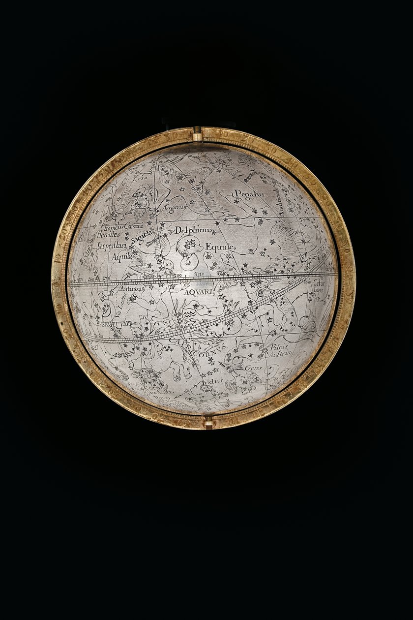 Två exceptionella jord- och himlaklot, med stöd av Hercules och Atlas, Augsburg av Abraham Drentwett