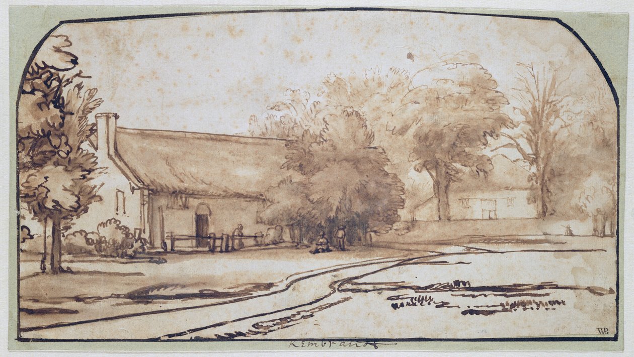 Landskap med ett bondehus, 1640-talet (penna och brunt bläck på papper) av Abraham Furnerius