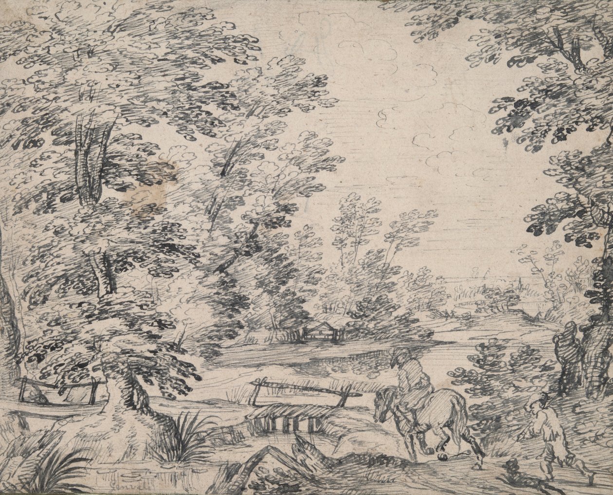 Landskap med man till häst av Abraham Genoels
