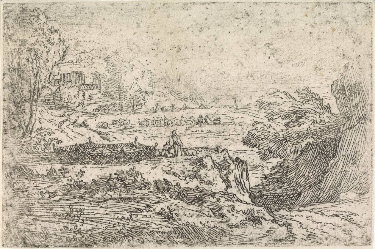 Landskap med får av Abraham Genoels