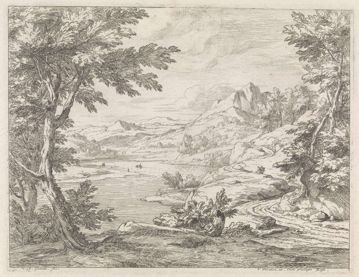 Flodlandskap med en väg River Landscapes (serietitel) av Abraham Genoels