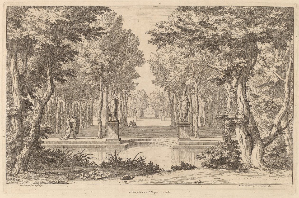 De två statyerna av Abraham Genoels II after Adam Frans van der Meulen