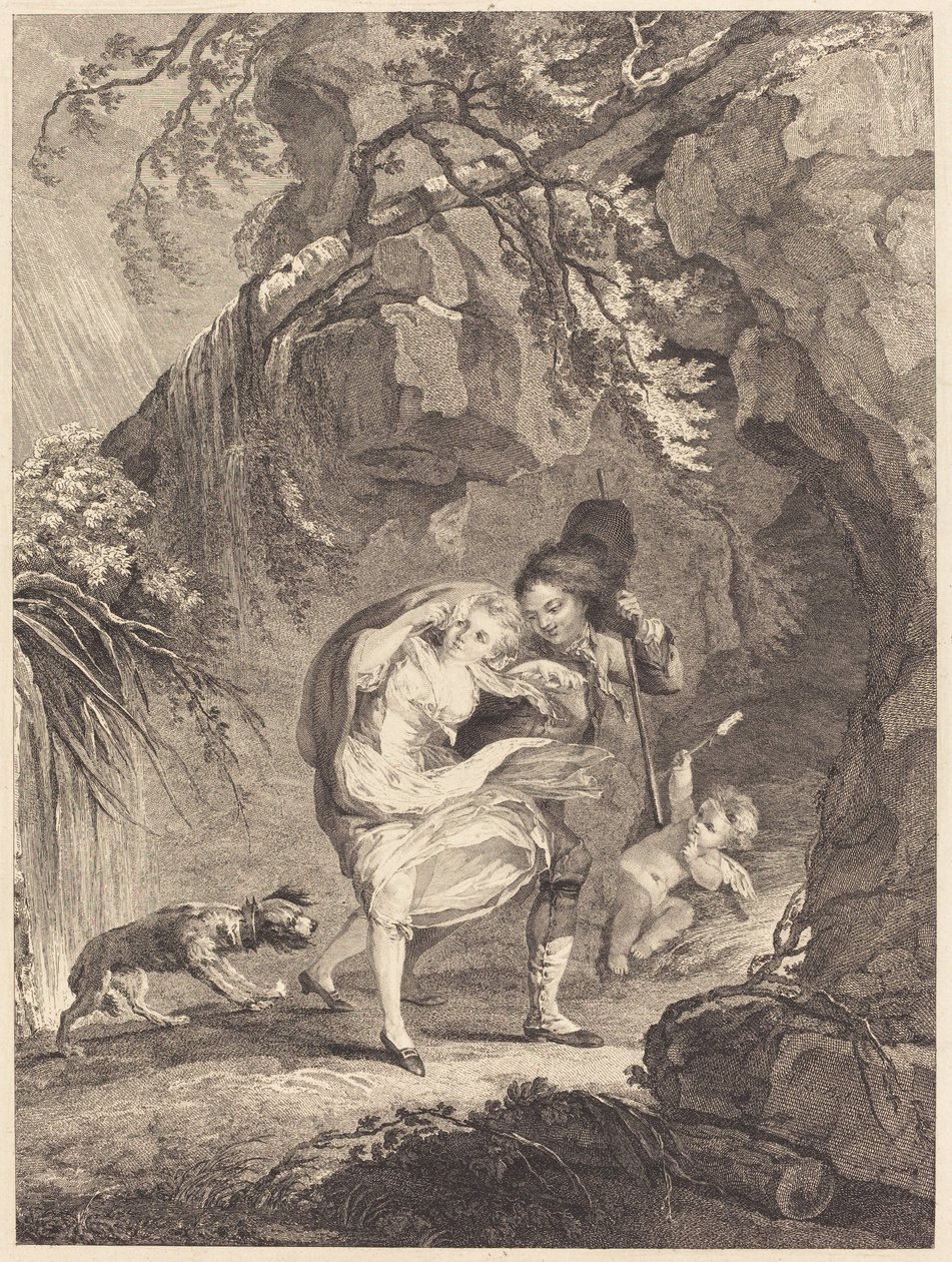 Le coup de vent (vindbyen) av Abraham Girardet after Antoine Lebel