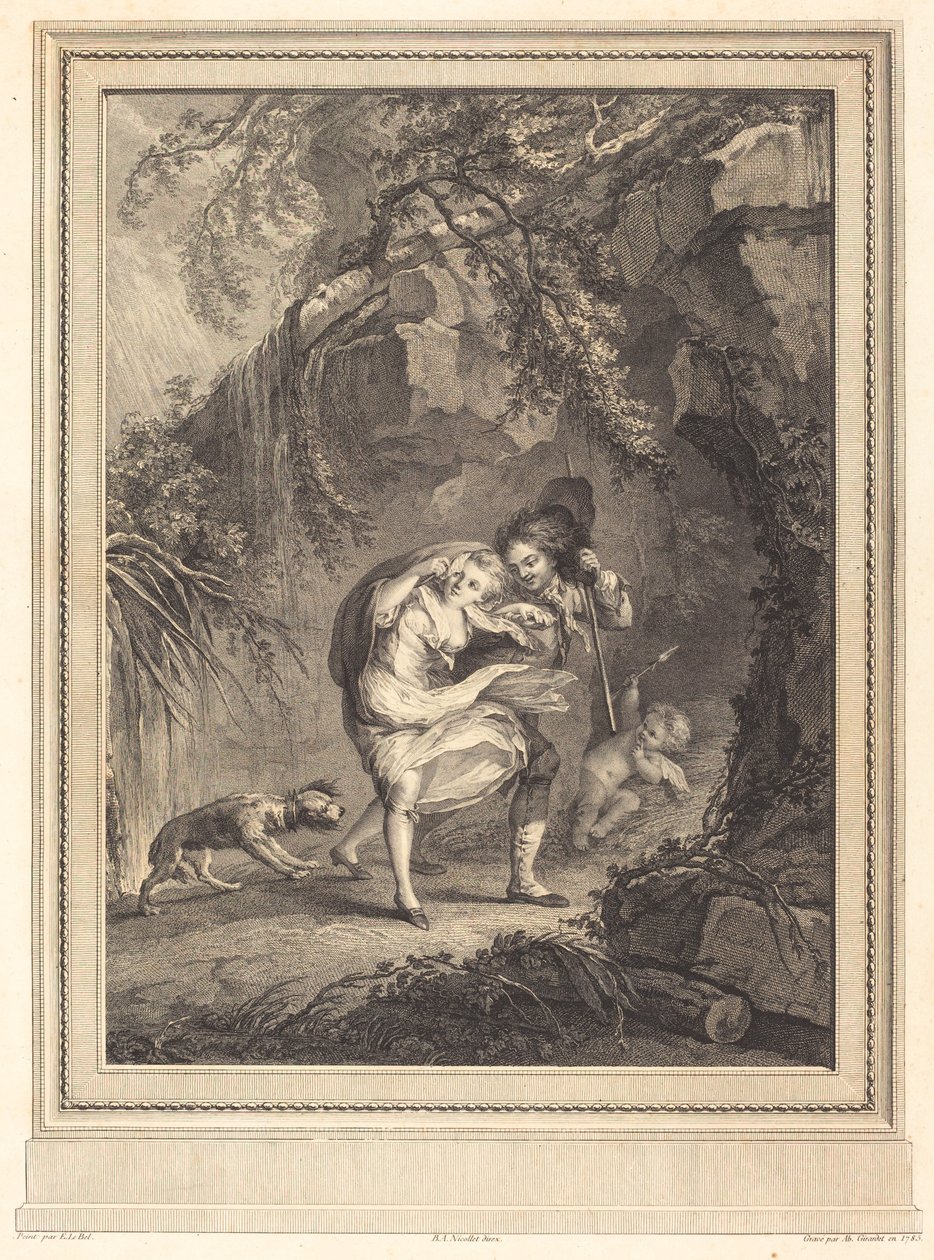 Le coup de vent (vindbyen) av Abraham Girardet after Antoine Lebel