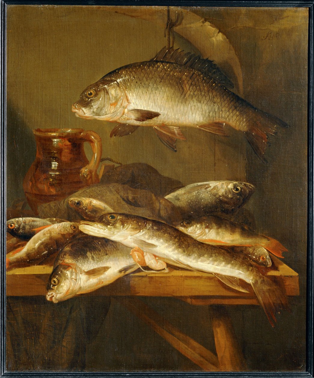 Stilleben med karp ... av Abraham Hendricksz van Beyeren