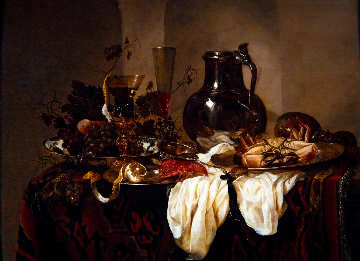 Stilleben med kanna och kräftdjur av Abraham Hendricksz van Beyeren