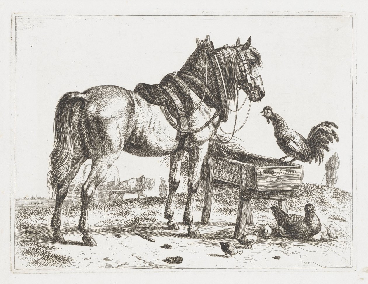 Häst vid en spjälsäng av Abraham Hendrik Winter