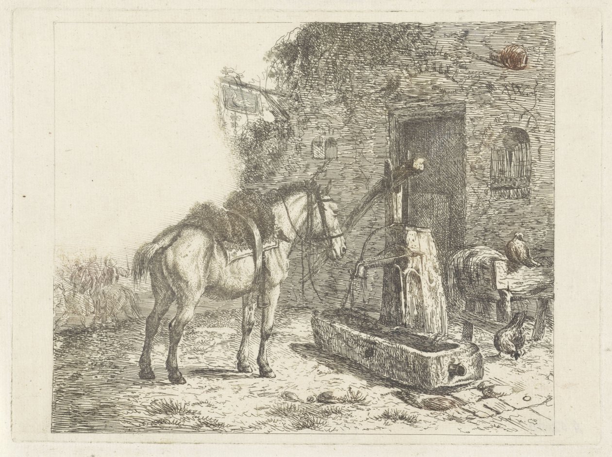 Häst framför ett värdshus av Abraham Hendrik Winter
