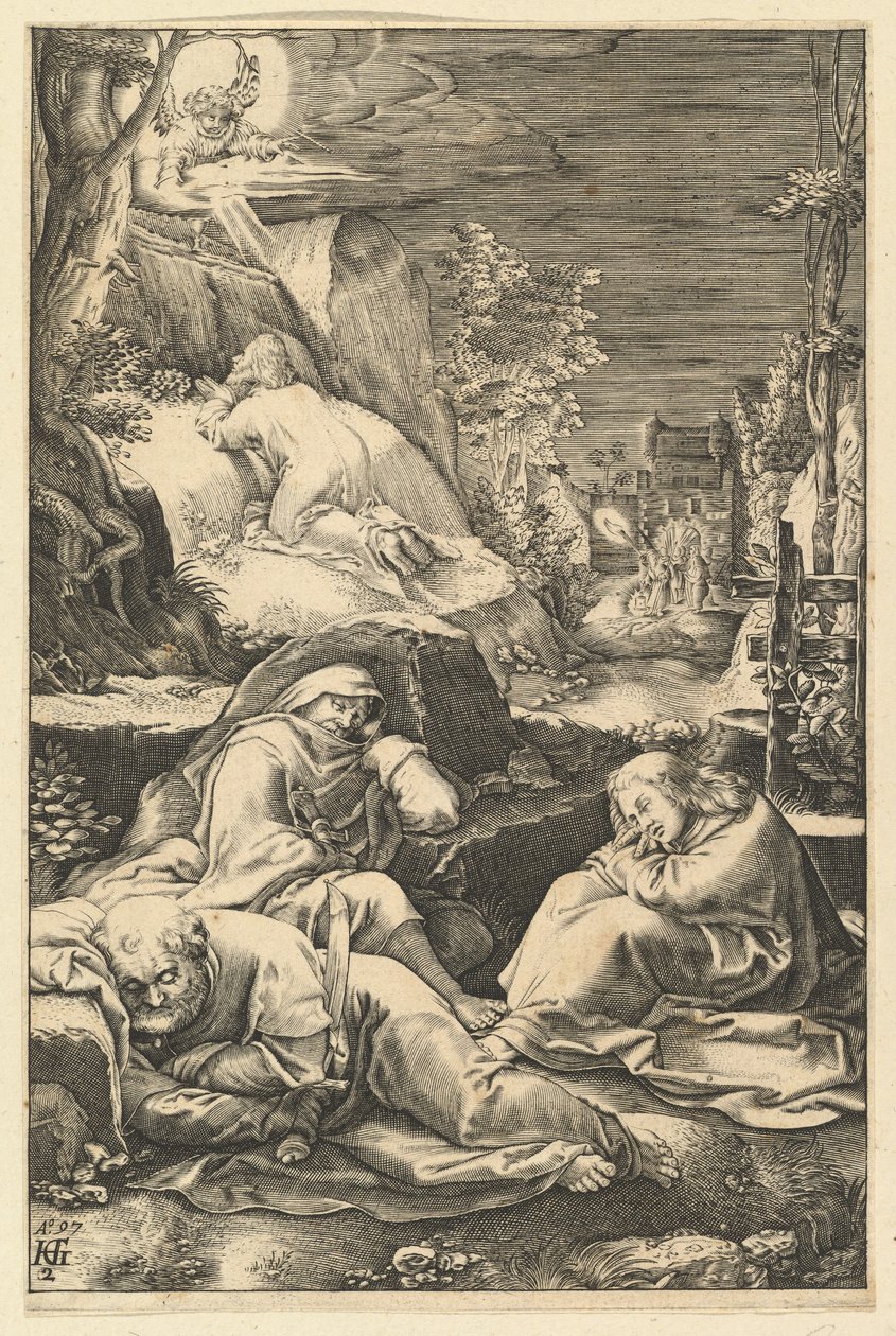 Agony in the Garden, från The Passion of Christ, ca. 1598-1653. av Abraham Hogenberg