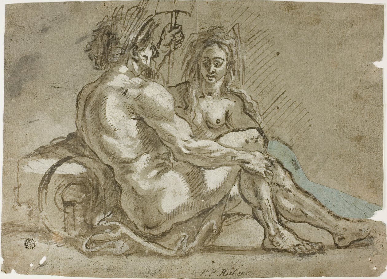 Flodguden och en nymf av Abraham Janssens