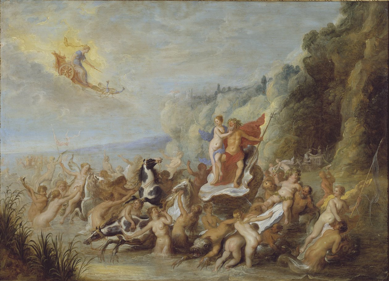 Neptunus och amfitrit, av Diepenbeeck, Abraham, van (1596-1675). Olja på trä. Mått: 69x96 cm. Nationalmuseum Stockholm av Abraham Jansz. van Diepenbeeck