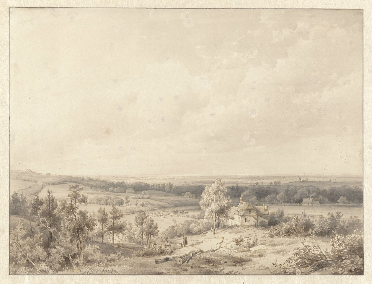 Utsikt mot Alkmaar från dynen i Schoorl av Abraham Johannes Couwenberg