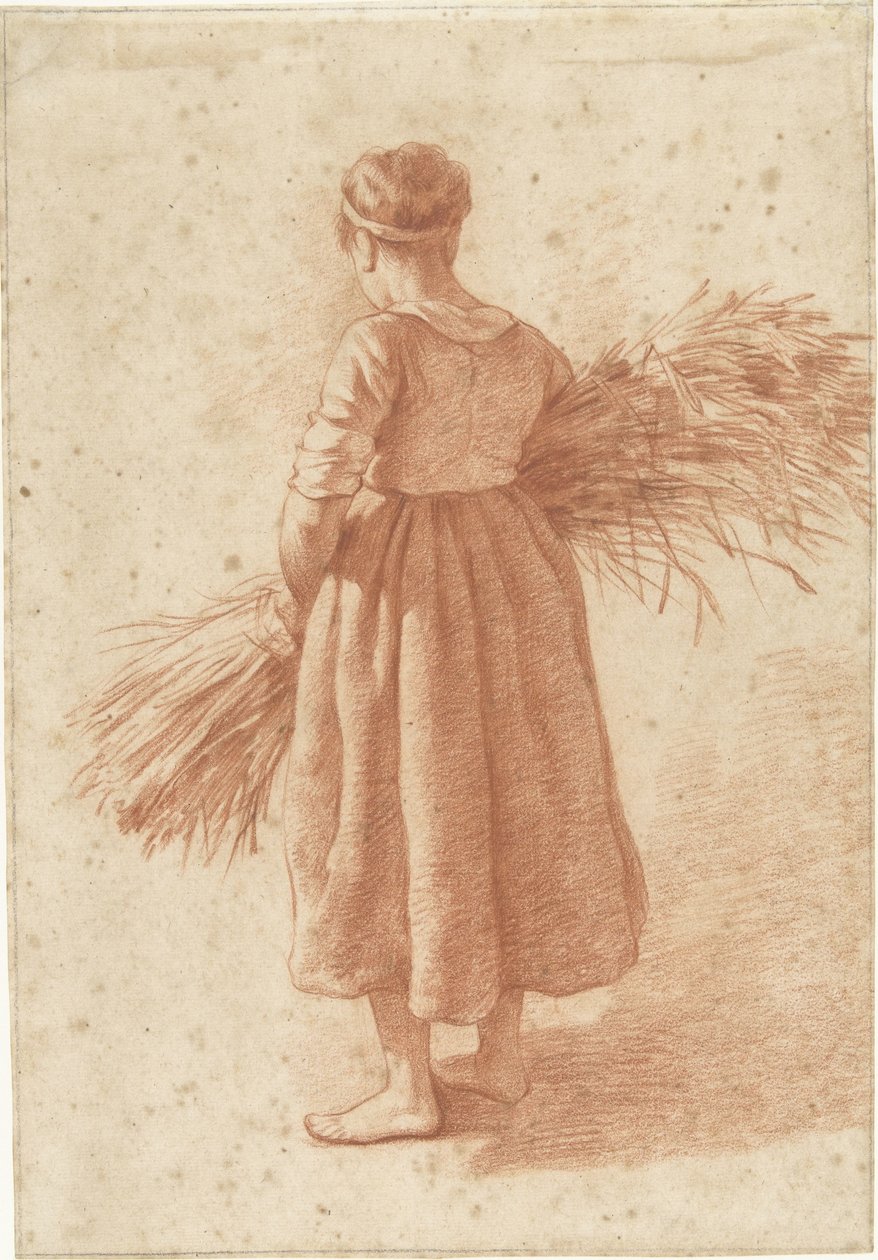 Stående kvinna med ett gäng spannmål av Abraham Johannes Ruytenschildt (attributed to)