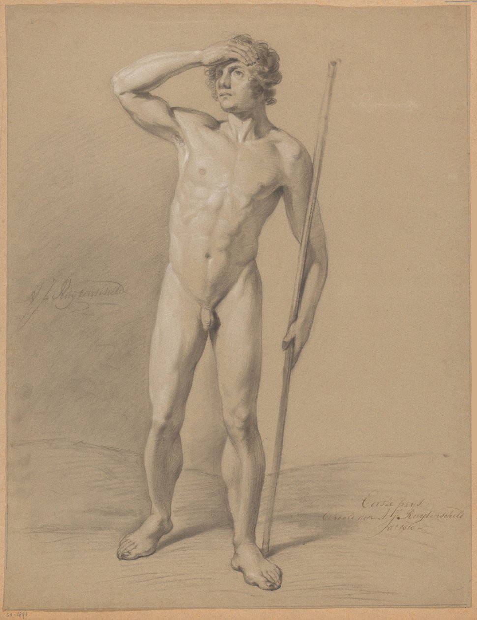 Stående manlig naken, sedd framifrån (1:a pris 1810) av Abraham Johannes Ruytenschildt