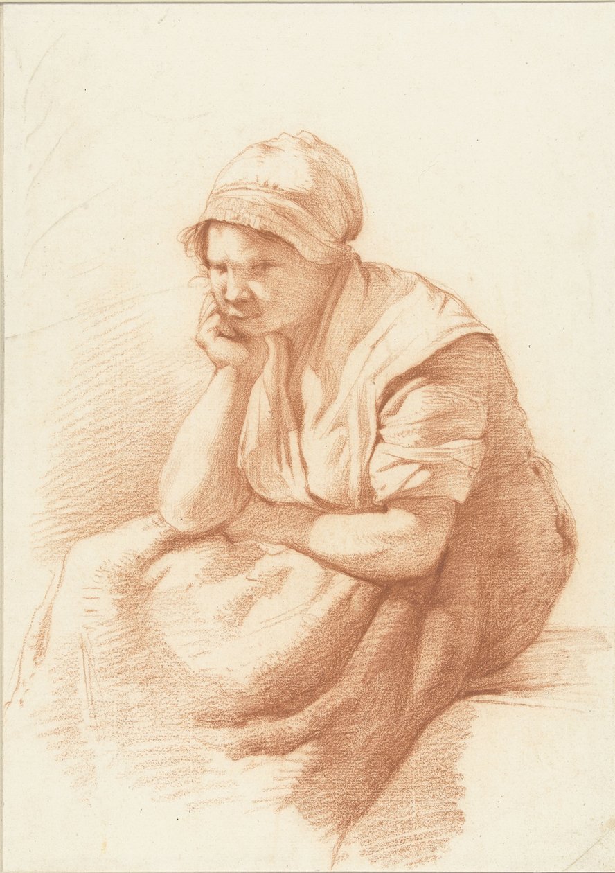Studie av en sittande kvinna med armen under huvudet av Abraham Johannes Ruytenschildt