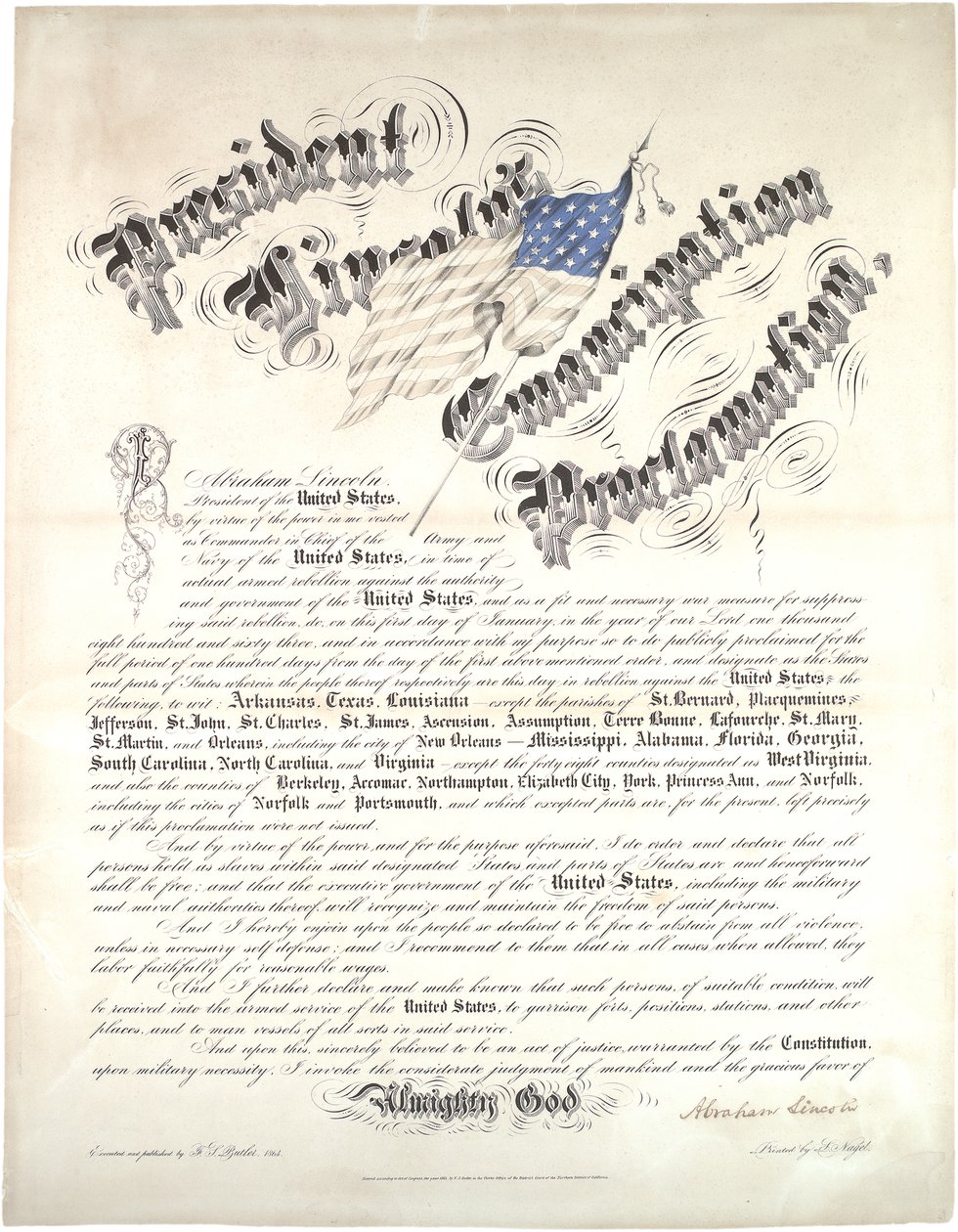 President Lincolns emancipationsförklaring, 1 januari 1863 av Abraham Lincoln