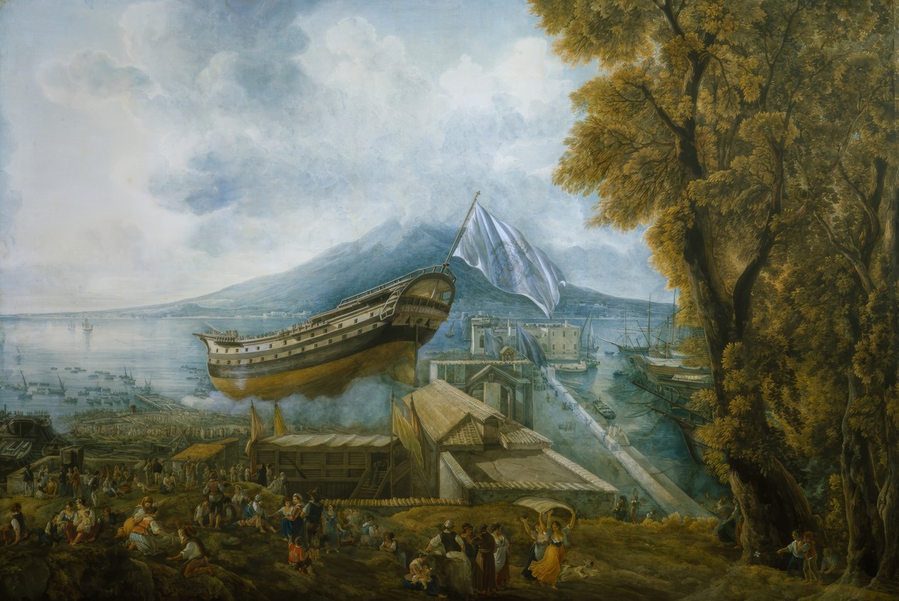 Sjösättning av "Archimede" av Abraham Louis Rodolphe Ducros