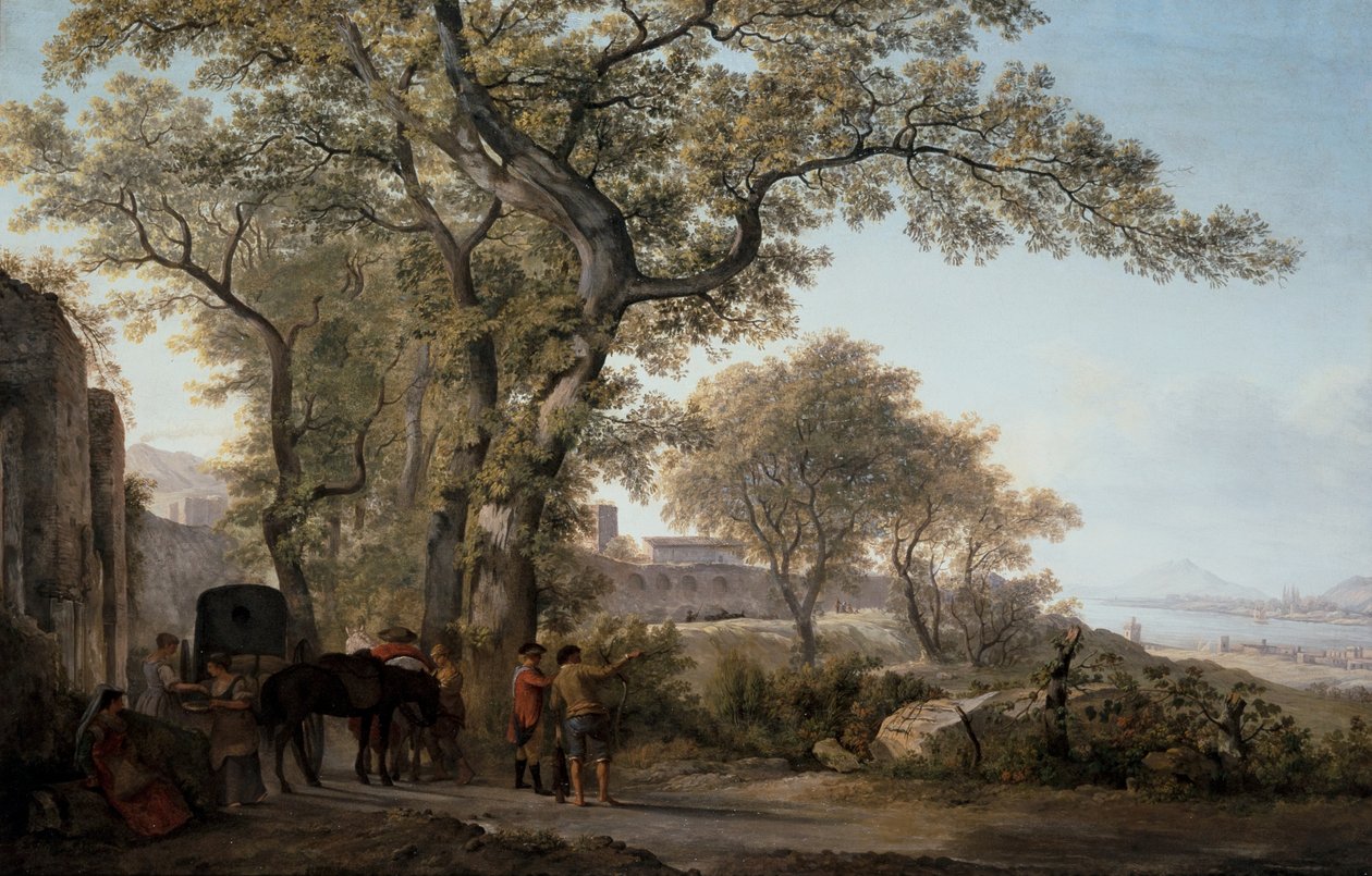 Par: Via Appia med utsikt över Gaetabukten och Circe Felsen av Abraham Louis Rudolph Ducros