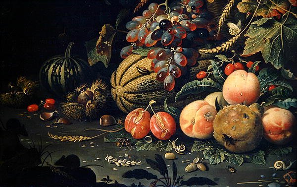 Frukt (olja på duk) (detalj av 278970) av Abraham Mignon