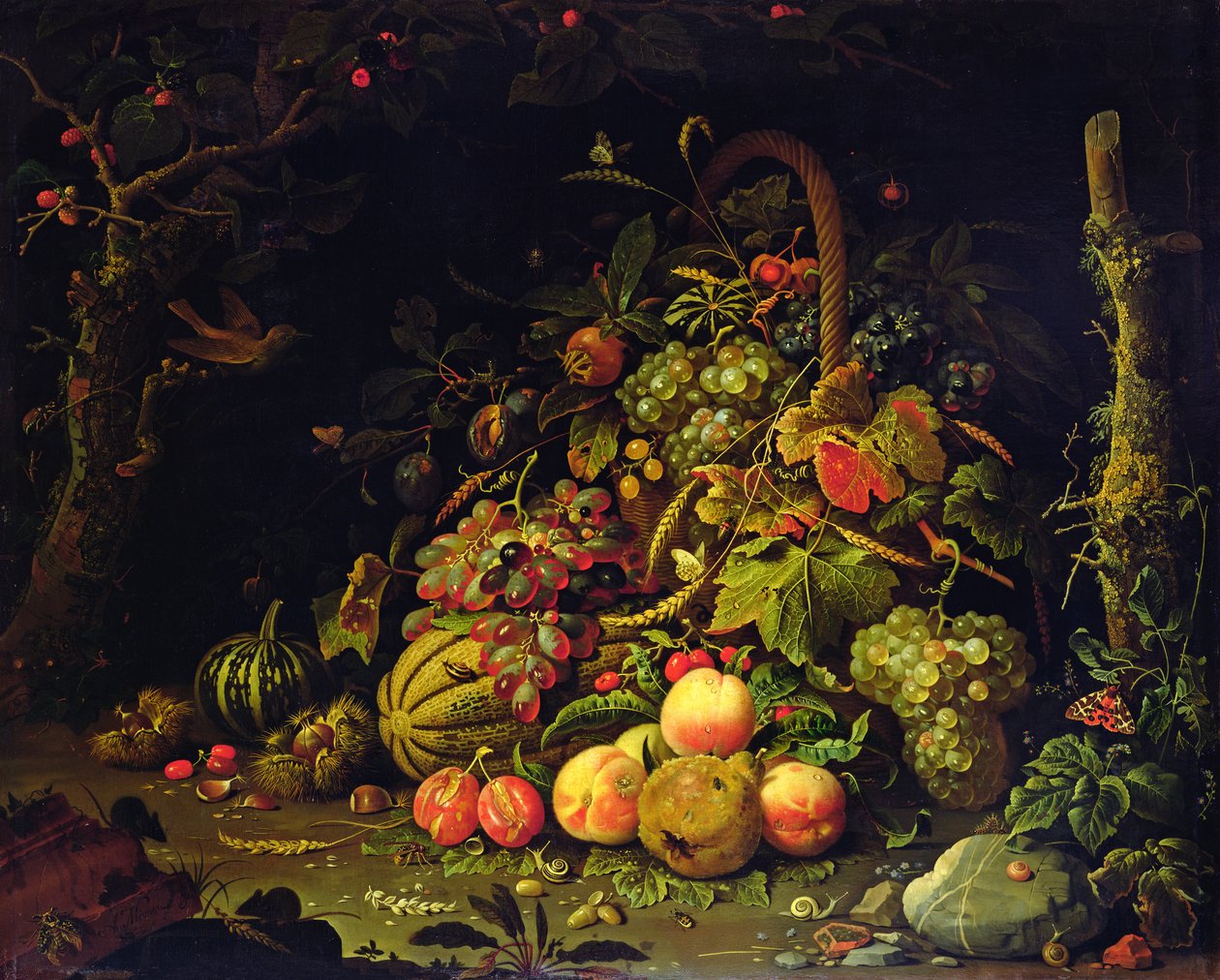 Frukt korg av Abraham Mignon