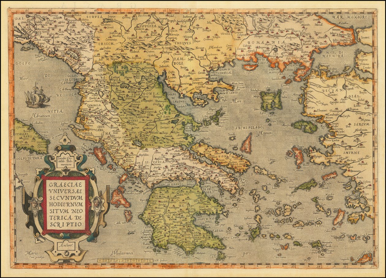 1584 års karta över Grekland av Abraham Ortelius av Abraham Ortelius