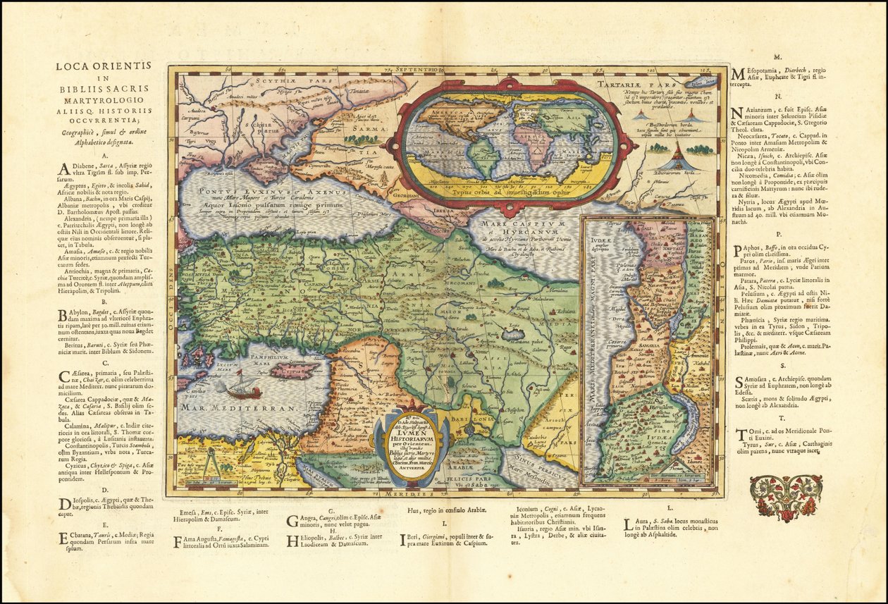 1624 års karta över den antika världen baserad på Bibeln av Abraham Ortelius av Abraham Ortelius