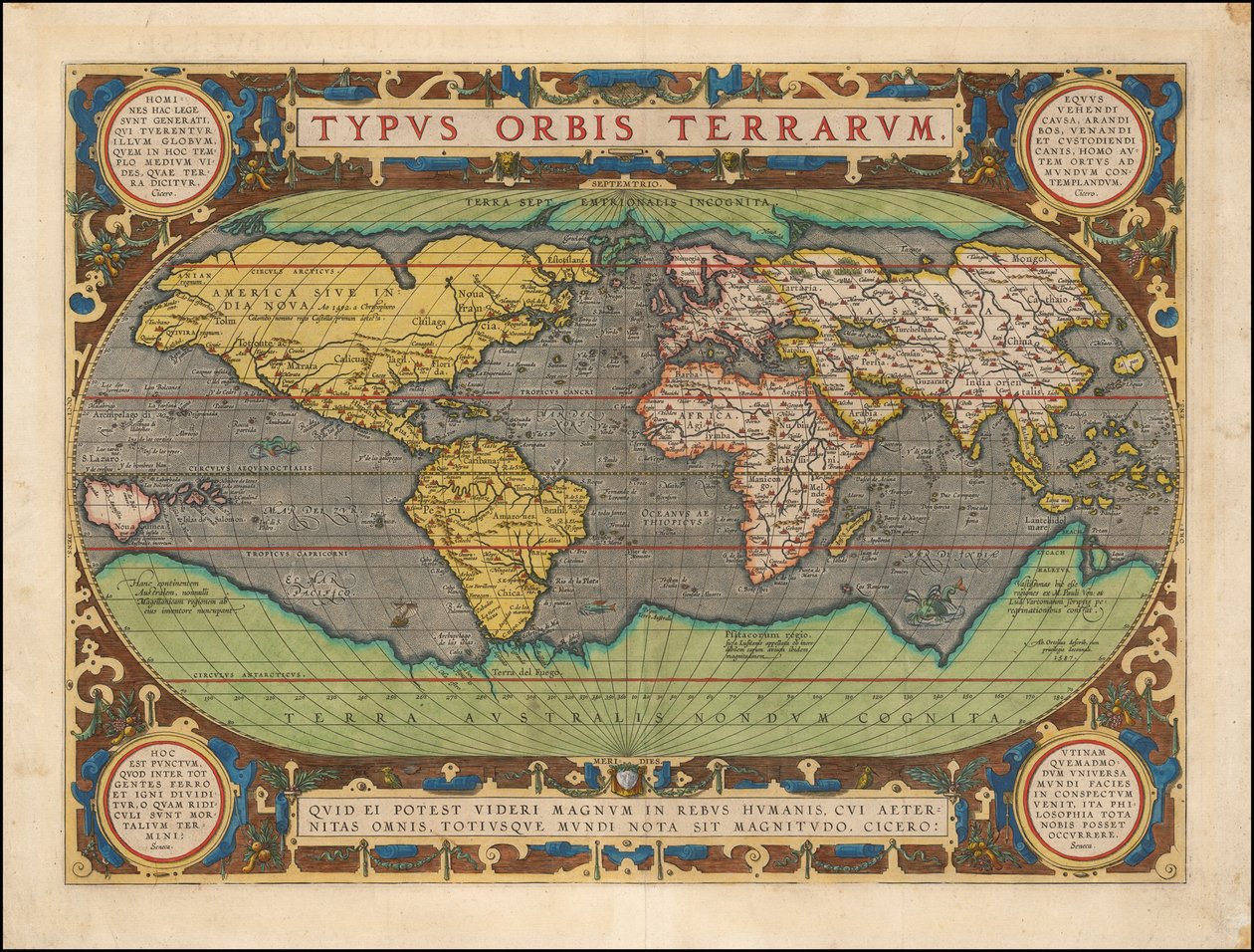 Abraham Ortelius Typus Orbis Terrarum Publikation Antwerpen 1598 av Abraham Ortelius