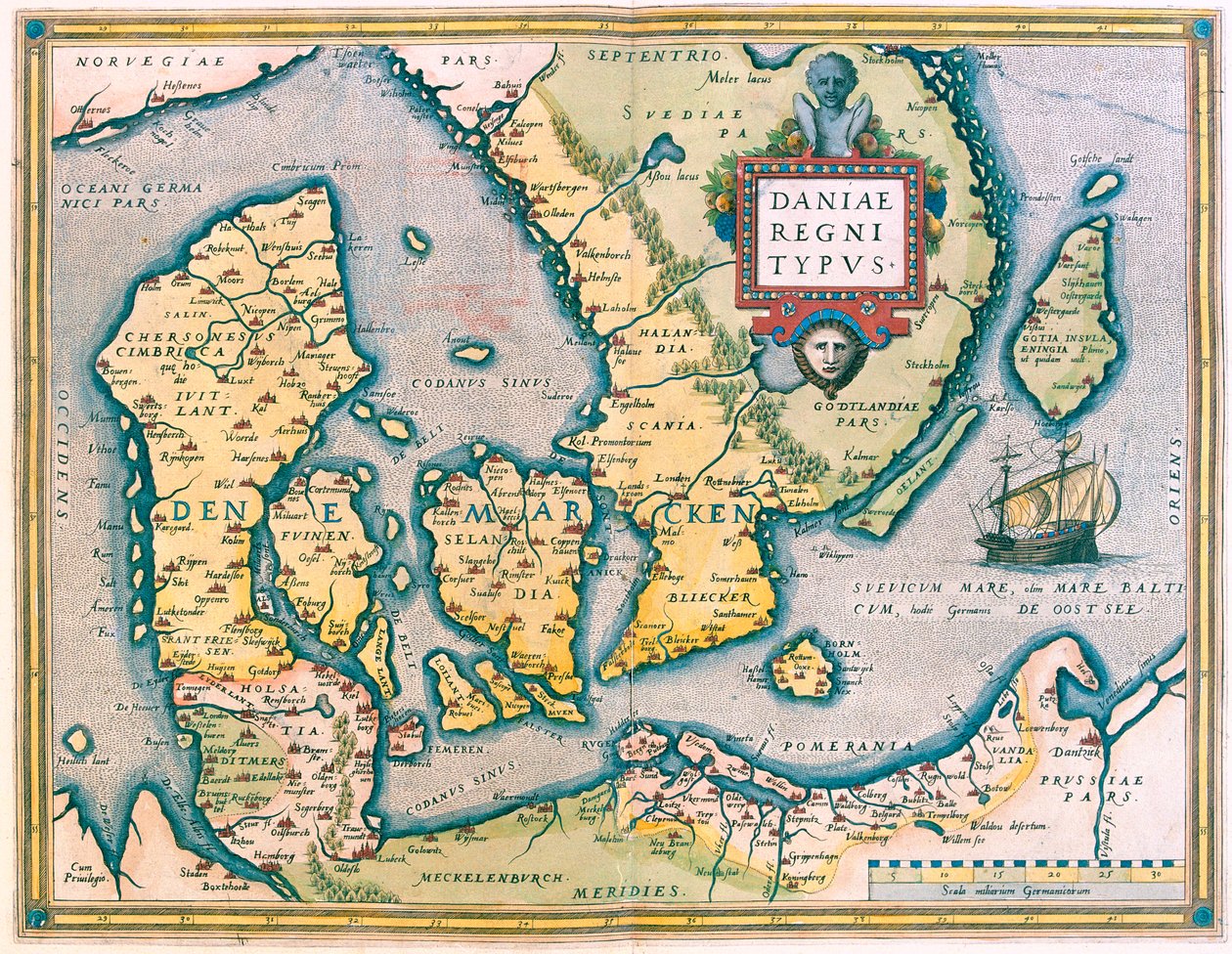 Danmark, södra Sverige av Abraham Ortelius