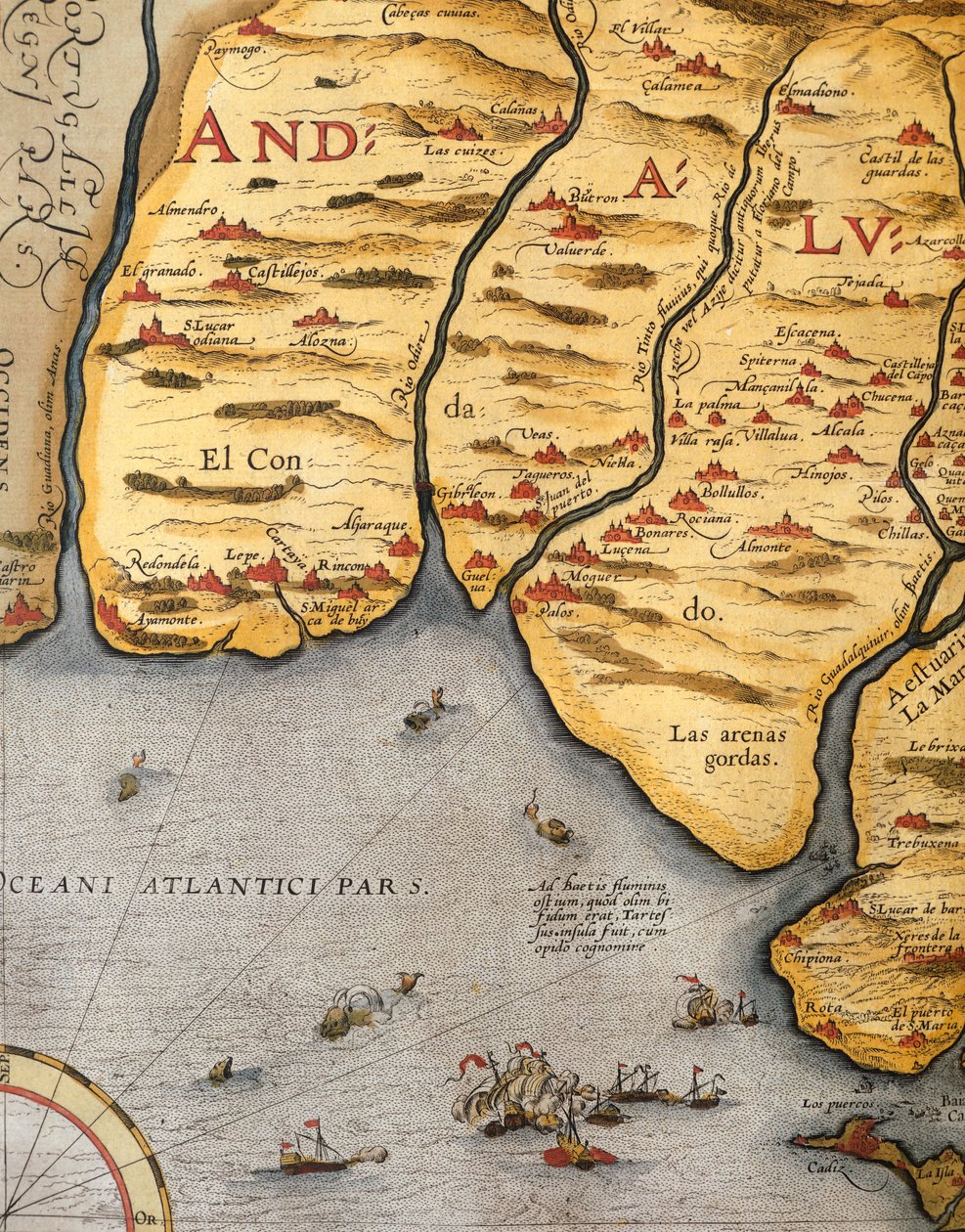 Hamnen i Palos, av Abraham Ortelius (1528-1598), tavla av Abraham Ortelius