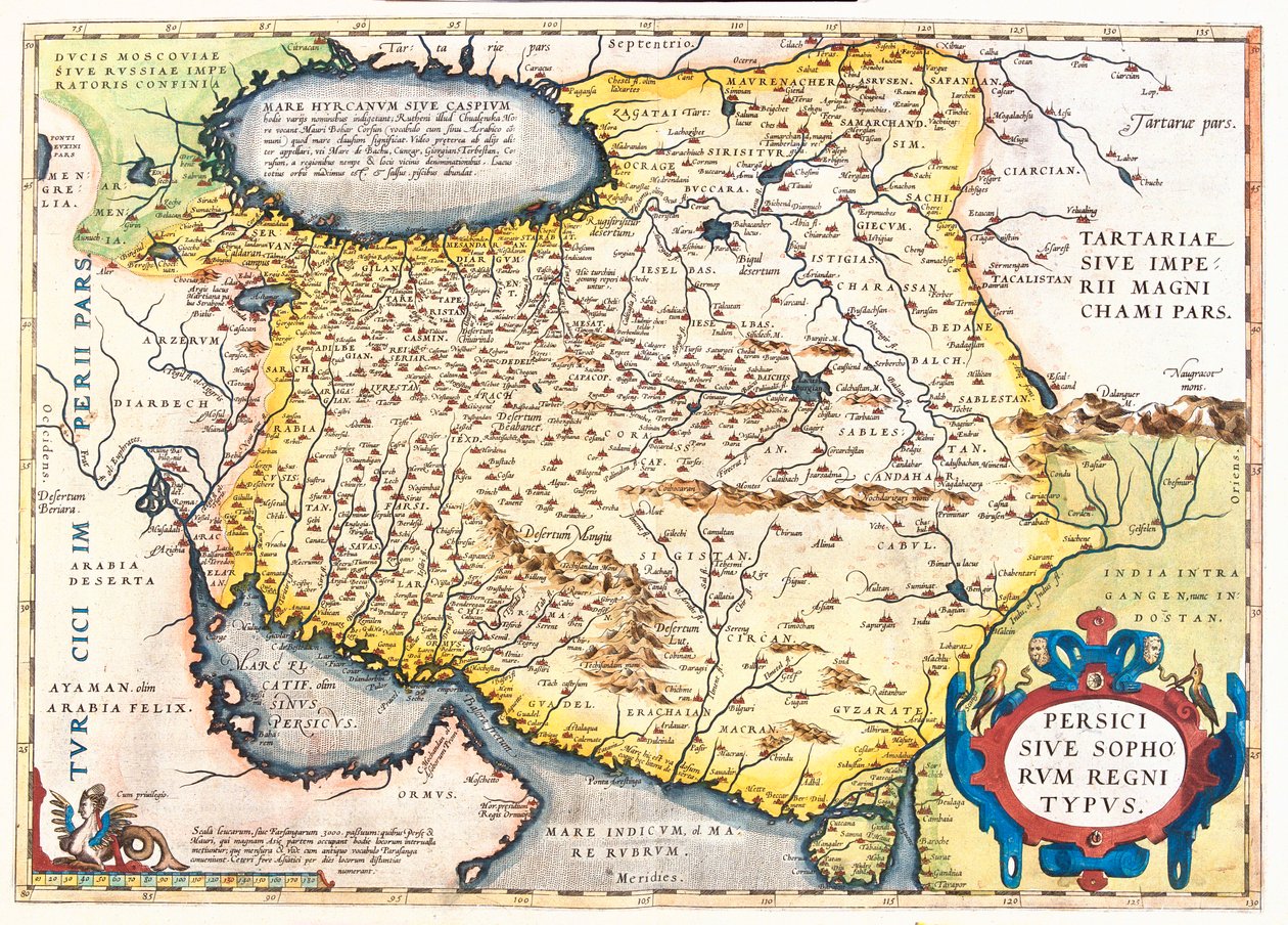 Iran, Pakistan, Afghanistan, Uzbekistan, Turkmenistan av Abraham Ortelius
