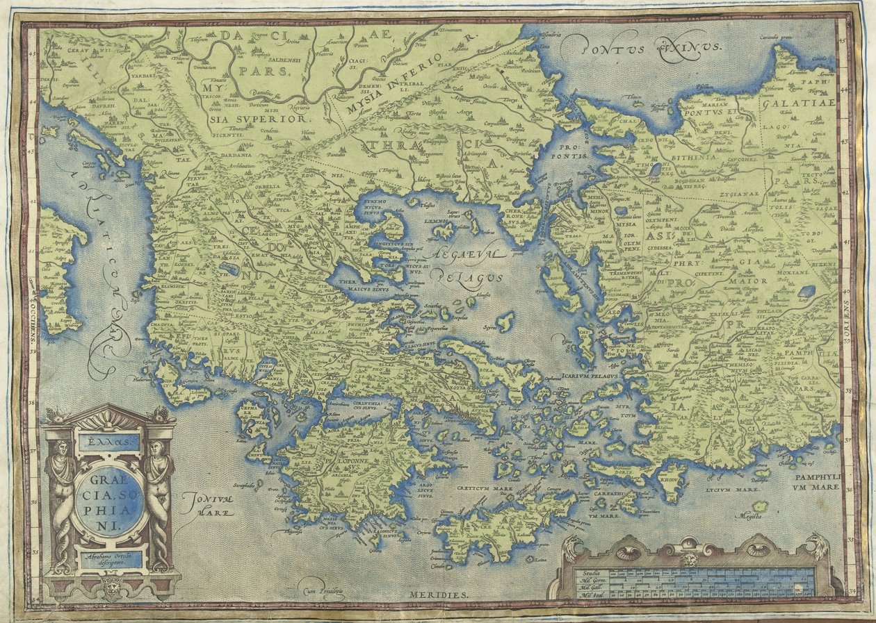 Grekland karta Graecia, Sophiani (titel på objekt) av Abraham Ortelius