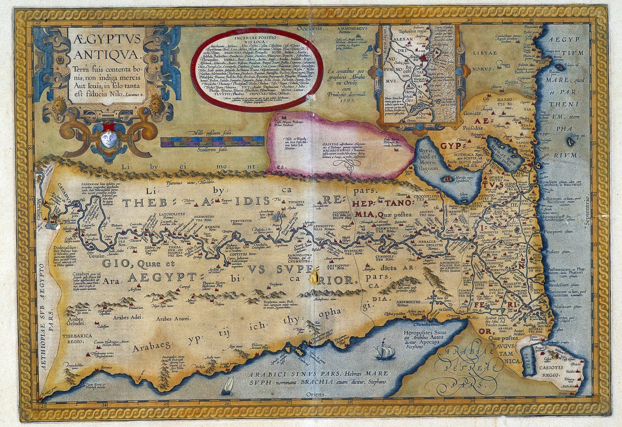 Karta över det antika Egypten - av Abraham Ortelius, Antwerpen av Abraham Ortelius