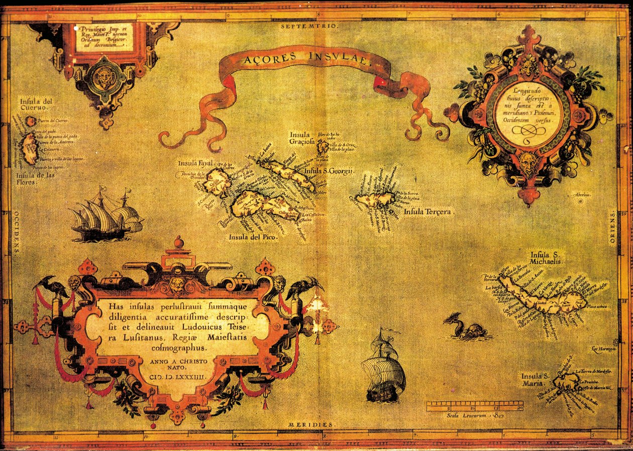 Karta över Azorerna av Abraham Ortelius av Abraham Ortelius