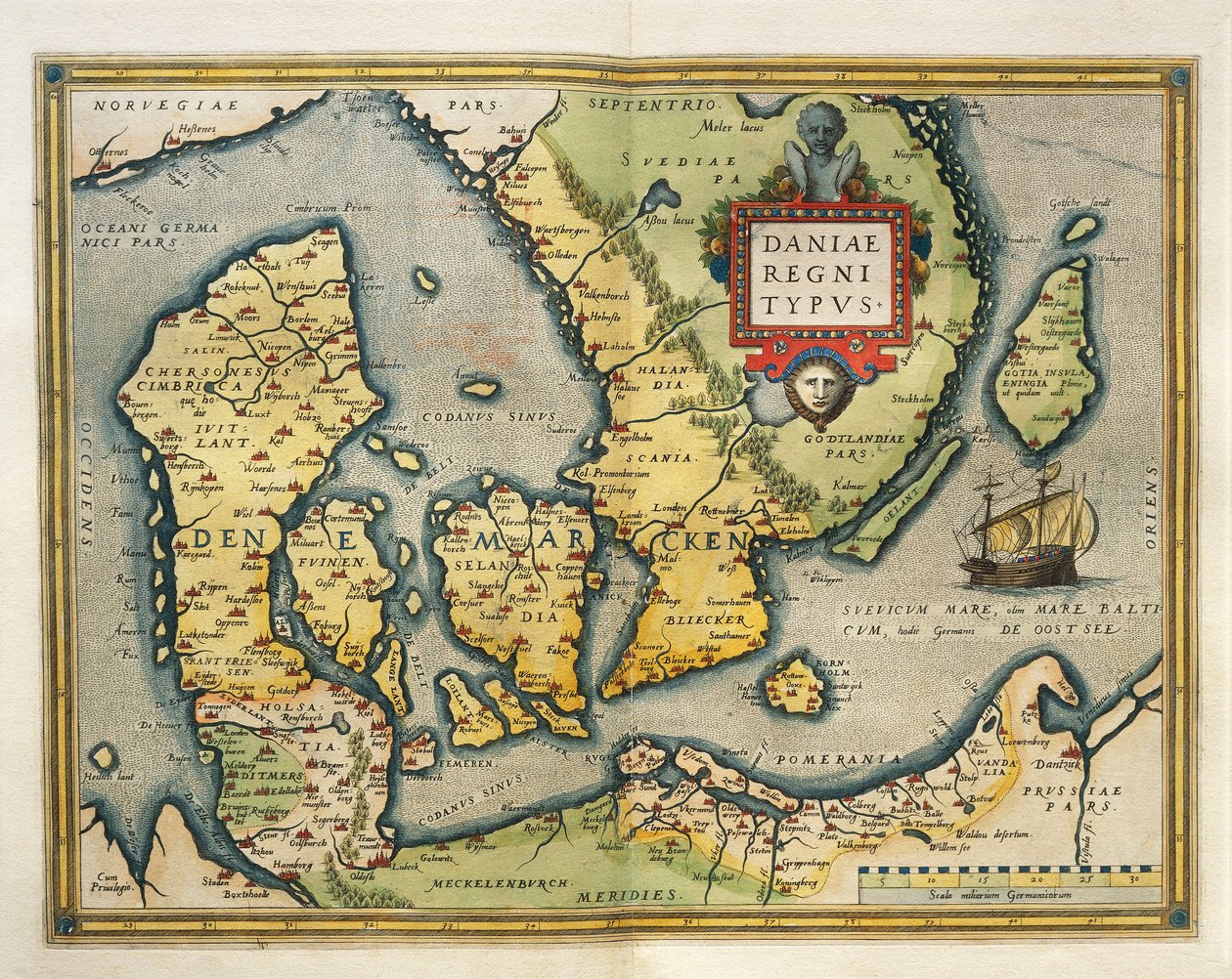 Karta över Danmark, från Världsteatern av Abraham Ortelius av Abraham Ortelius