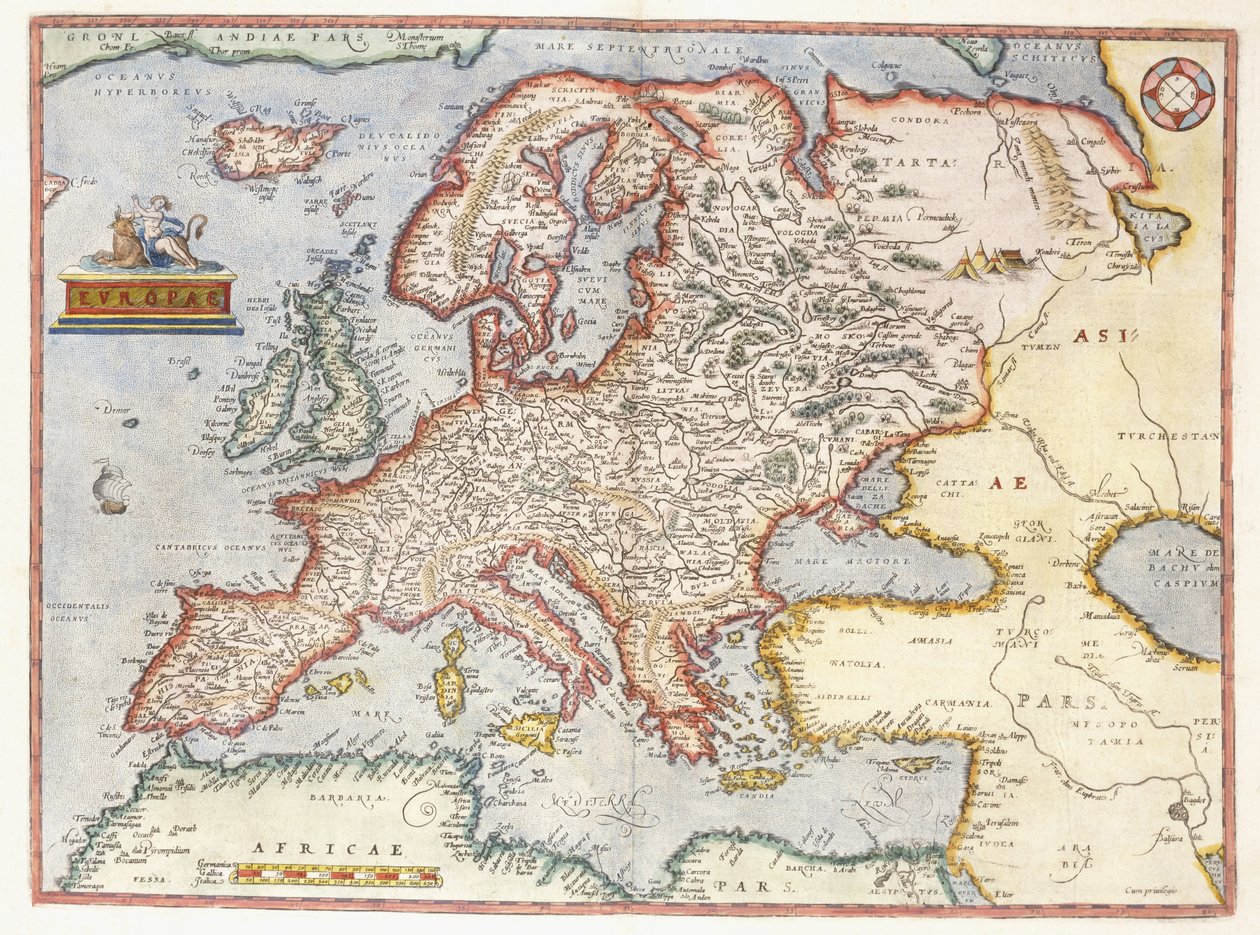 Karta över Europa, 1587 av Abraham Ortelius
