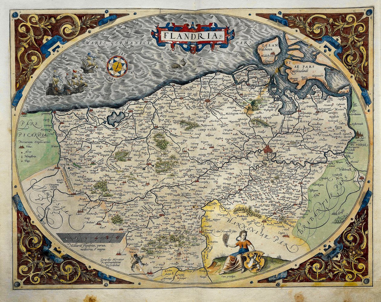 Karta över Flandern, från Theatrum Orbis Terrarum av Abraham Ortelius av Abraham Ortelius